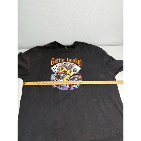 Lighting Clothing Biker Long Sleeves Men's T-shirt "Gettin' Lucky!" Sz 3XL *Note - Picture 10 of 11